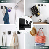 Handdoekhaken, handdoekrail, 4 stuks, zonder boren, zelfklevende haken, badkamer roestvrijstalen haken met twee schakels, stijlvolle muurhaken, extra sterke zelfklevende haken, geschikt voor thuis, badkamer, kantoor