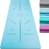 Balance yogamat van natuurlijk rubber, extra breed, antislip met geleidelijnen voor asana-uitlijning en draagriem Verkrijgbaar in 4 kleuren