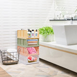 Set van 4 stapelbare opvouwbare opbergdozen voor kledingkast, kunststof kledingkast, kast, organizer, box, uittrekbaar als een lade, geschikt voor thuis, slaapkamer, keuken (groen)