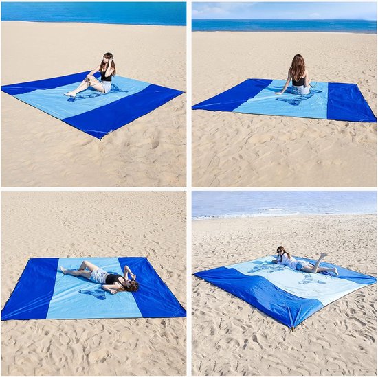 Stranddeken, zandvrij, 300 x 280 cm, XXL, strandhanddoek, picknickdeken, waterdicht, strandmat, groot, voor vakantie, strand, camping, reizen (300 x 280 cm, dolfijn)