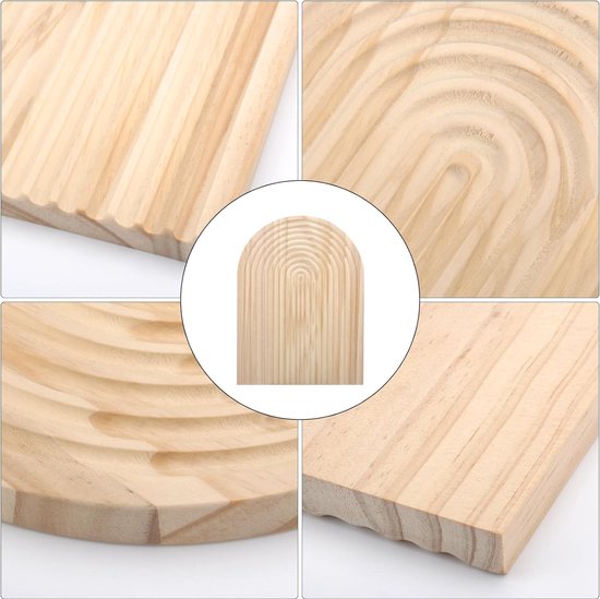 Decoratieve serveerplank, hout, decoratieve houten plank, grenen, snijplank, geribbeld, regenboogvorm, houten snijplank, dienblad, boho, serveerplaat, ontbijtplankje voor brood, koekjes,