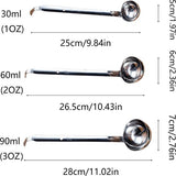 3 roestvrij stalen pollepels sauslepels keuken-roestvrij stalen maatlepels set lepel meetliniaal soeplepel met lange handgrepen voor melktelade café restaurant thuis (30 ml 60 ml 90 ml)