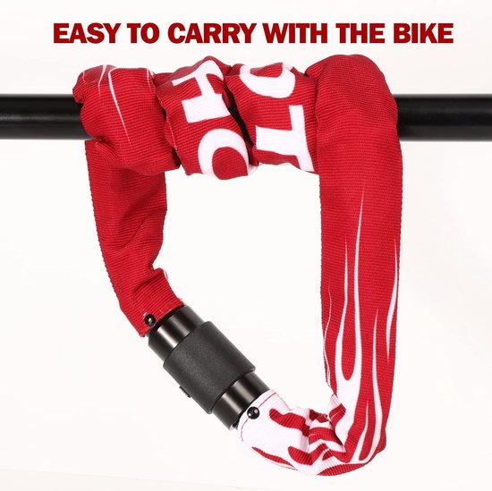 Fietsslot, hoge veiligheid met sleutel, 100 cm lengte, e-bikeslot, fietsslot, motorfiets, kettingslot 360° draaibaar slotkop, slot voor e-scooter/e-bike/kinderfiets