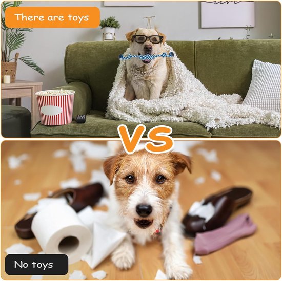 Pak van 7 hondenspeeltjes, kleine honden, puppyspeelgoed, hondenspeelgoed, hondenspeelgoed, duurzaam kauwspeelgoed en piepende intelligentie hondenknuffelset, puppy bijtvaste knuffel