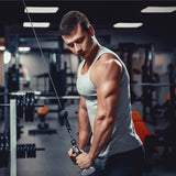 Machineaccessoires, uittrekbaar (optie): tricepstouw, afzonderlijke D-greep, V-vormige stang en roterende rechte staaf.