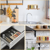 Kruidenpotjes, vierkant, set van 36 stuks, met bamboedeksel, 120 ml, kruidenpotjes met strooiinzetstuk in 3 varianten, voorgedrukte en lege etiketten, reinigingsborstel, trechter