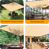 Zonnezeil, rechthoekig, 2 x 3 m, zonnezeil, vierkant, waterdicht, zonwering met inslagringen en bevestigingskoord, voor tuin, terras, camping, buiten, weerbescherming, 95% uv-bescherming, PES