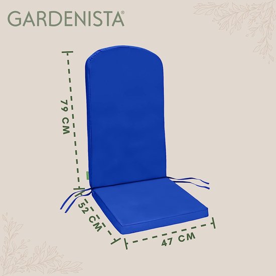 Garden Premium Adirondack-stoelkussen, hoge rugleuning, kussen met veilige banden, waterafstotend en licht antislip patio-stoelkussen, eenvoudig afwasbaar zitkussen (blauw)