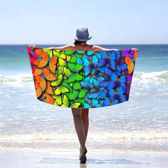 Strandlaken oversized vlinders XXXL 150x210 cm badhanddoek groot 100% microvezel handdoek stranddeken zomerhanddoeken