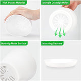 16 stuks 10 cm plantenpotten plantenpotten kweek bloempot kunststof klein met pallets kweekpotten kunststof potten planten rond voor zaden sappige bloemen voor thuis kantoor decoratie wit