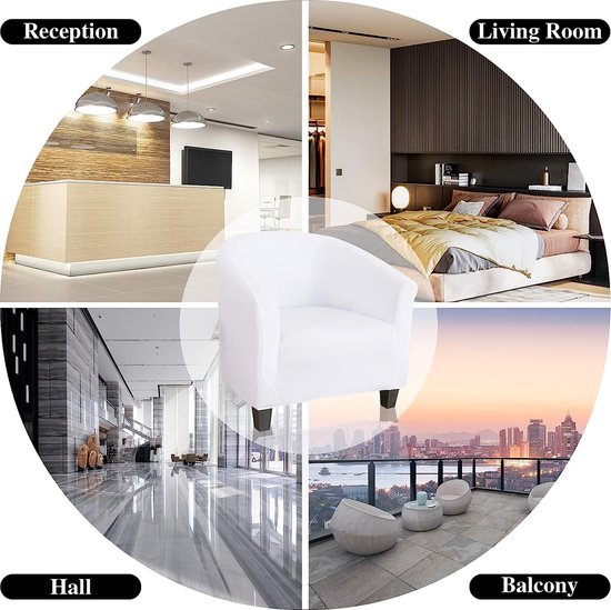 Stoelbeschermer, Stoelhoes, Stretch, Stoelhoes, elastische bankhoes, Stoelbeschermer, Wasbaar, verwijderbaar, voor clubstoel, café, stoel ,Lounge stoel (wit, 1 stuk)