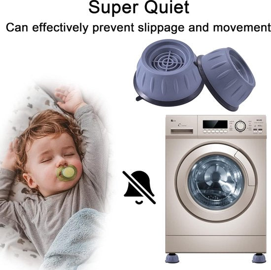 12 stuks wasmachine anti-vibratievoeten, trillingsdemper voor wasmachine, antislip voeten ter voorkoming van lawaai en wegglijden