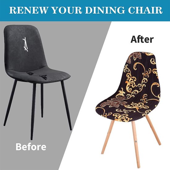 Eetkamerstoelhoes, Scandinavische kuipstoel, overtrek, eetkamerstoel, beschermhoezen, stretch - set van 4 - Huadu