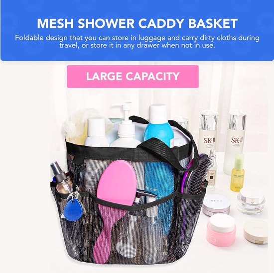 Mesh Shower Caddy Basket/Hanging Portable Shower Tote Bag Mesh Shower Basket - Toiletry Bag Transparent Tote Bag Organiser Toiletry Bag for Hanging - For Women, Women
