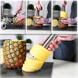 Ananassnijder 3-in-1 - ananasschiller van roestvrij staal, vaatwasmachinebestendig - ananas-ontpitter - ananaskern met scherp lemmet (01 stuks - ananassnijder)