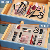 25 stuks lade-opbergsysteem, lade-organizer, transparant, kunststof, met 4 maten, make-up-organizer, te gebruiken voor make-up, organizer, keuken, badkamer, kantoor