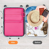 Kofferorganizerset, ultralichte verpakkingstassen met compressie, S, M, L, XL verpakkingsblokjes, compressietas voor kleding en schoenen, kledingtassen als bagage-organizerset, rozerood
