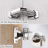 Pack of 4 Cabinet Hinges Metal Screw-On Hinges Opening Angle 90° Furniture Hinges Door Corner Stop with Screws for Furniture Cabinet Door Kitchen Cabinet