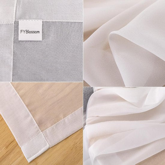Vitrage bistrogordijn, wit, halftransparante gordijnen, set van 2 bistrogordijnen, voile transparant, kort voile gordijn met lussen, privacy, raamgordijn, decoratie voor woonkamer, keuken