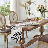 Table Runner Grey Modern Table Runner Colourful Table Runner Black Leaves Polyester Black Table Runner Washable Table Runner Small for Indoor and Outdoor Dining Room Party Holiday 40 x 140 cm