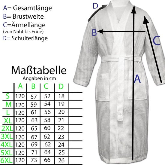 Badjas reisbadjas 100% katoen dames en heren kamerjas kimono sauna badjas reiskamerjas piquee wafel pique dames heren