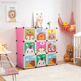 Uitbreidbaar kinderrek kinderkledingkast traprek boekenrek met deuren, diepere vakken dan normaal (45 cm vs. 35 cm), 110 x 47 x 110 cm roze