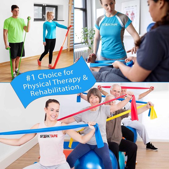 Weerstandsbanden set, 5 professionele niet-latex fitnessband elastische oefenband. Fitnessbanden weerstandsbanden 5 weerstandsniveaus voor hometraining, fysiotherapie, krachttraining, yoga, pilates