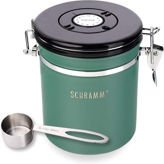 Koffiekan 1500 ml in 10 kleuren met doseerlepel Hoogte 15 cm Koffiekan roestvrij staal Kleur: groen