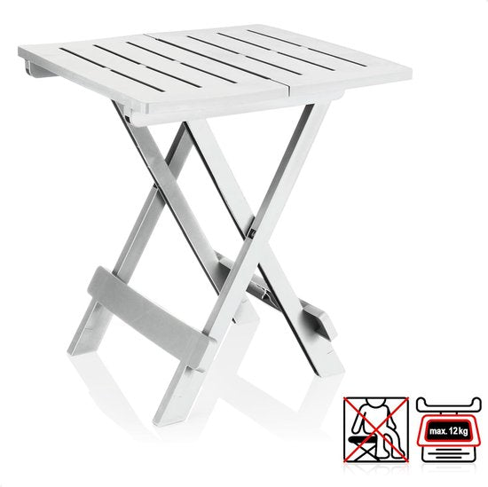 Klaptafel van kunststof, bijzettafel voor tuin, terras en balkon, ruimtebesparende tuintafel voor camping (01 x wit)