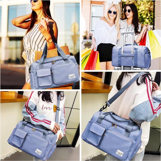 Sporttas voor dames en heren, reistas met schoenenvak en nat vak, groot, opvouwbaar, gymtas, waterdichte zwemtas, lichte trainingstas, jongens, meisjes, duffeltas voor sport, fitness, reizen,