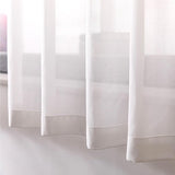 Vitrage bistrogordijn, wit, halftransparante gordijnen, set van 2 bistrogordijnen, voile transparant, kort voile gordijn met lussen, privacy, raamgordijn, decoratie voor woonkamer, keuken