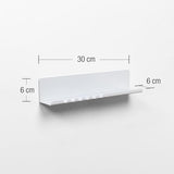 Wandplank 30 x 6 x 6 cm met 5 haken en kabelhouders, gemaakt van gepoedercoat plaatstaal. Inclusief sleutelrek-organizer en letters voor entree, keuken, kantoor. Kleur: wit.