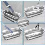 Grote platte mop, posemmer, platte mopemmer, opvouwbare draagbare mopemmer, opvouwbare poetsemmer met handvat, voor grote vloeroppervlakken (wit)