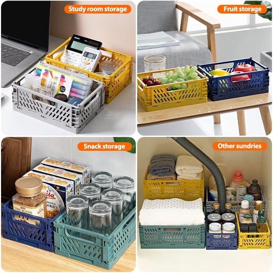 Klapdoos, 6 stuks klapkisten, opbergmanden, draagbare opbergdozen, kleurrijke opbergdoos, geschikt voor keuken, badkamer, kantoor, slaapkamer, klaslokaal (15 x 10 x 5,8 cm)