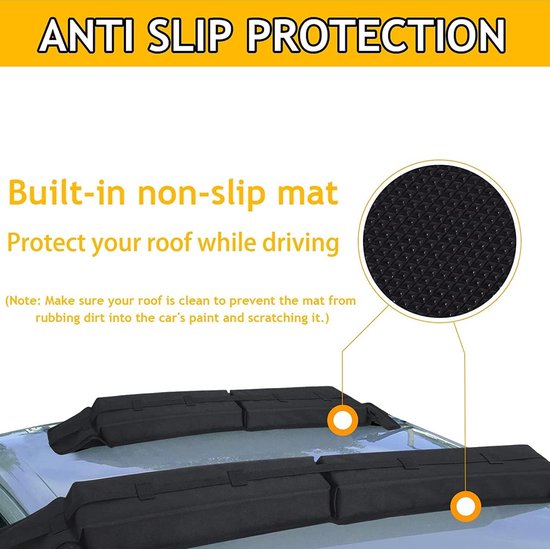 Universal Car Roof Rack for Kayak/Surfboard/Canoe/Skiing with 15ft Lying Straps and Storage Bag