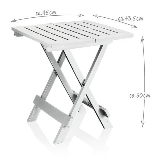 Klaptafel van kunststof, bijzettafel voor tuin, terras en balkon, ruimtebesparende tuintafel voor camping (01 x wit)