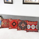 Set van 4 Kussenslopen 16"x16" Boho Rode Decoratieve Kussenslopen Abstract Perzisch Tapijt Patroon Nieuwigheid Perzisch Tapijt Patroon voor Sofa Vierkante Kussenslopen 16"x16".