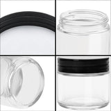 Belle Vous Rond Doorzichtige Glazen Potten met Zwart Plastic Schroefdoppen (12 Pak) – 60 ml Lege Cosmetische Containers – Potten Voor Kruiden, Specerijen, Reizen, Crèmes, Lotions en Make-up