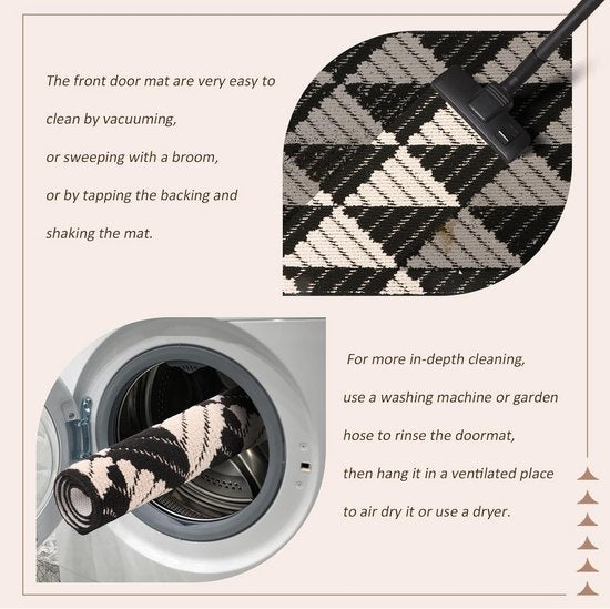 Deurmat voor binnen, antislip, voor de entree, vuilafstotend, duurzame deurmat voor de vooringang, wasbaar voor buiten, welkomstmat, zwart, 50 x 80 cm