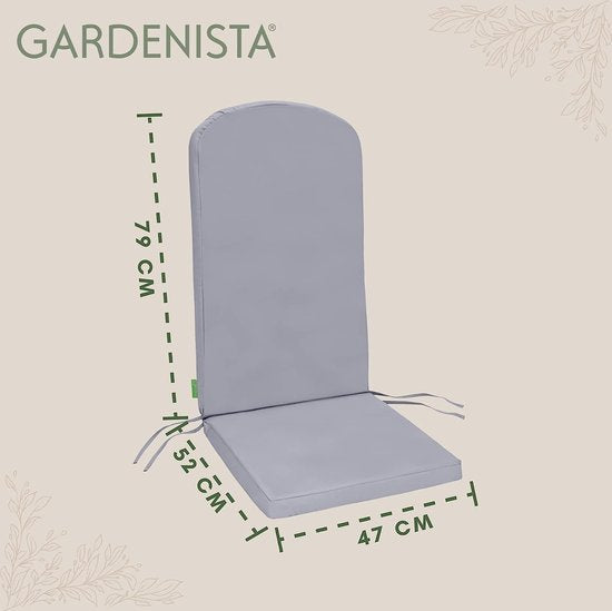 Garden Premium Adirondack-stoelkussen, kussen met hoge rugleuning, met veilige banden, waterafstotend en licht antislip patio-stoelkussen, eenvoudig afwisbaar zitkussen, grijs