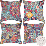 Set van 4 mandala kussenhoezen, 40 x 40 cm, waterdicht, boho, linnen, sierkussenhoezen, etno, voor slaapkamer, bank, auto, woondecoratie, 40 x 40 cm, 40 x 40 cm