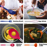 Set van 14 keukengebruiksvoorwerpen, siliconen Meerkleurig, Inclusief houder