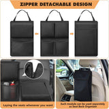 Auto-achterbank-organizer, kofferbakorganizer, afneembare rugleuningbescherming met grote capaciteit, vakken voor vrachtaccessoires voor kinderen, voor SUV, minivan, jeep, zwart/zwart