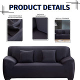 Bankhoes voor 3-zits, stretch, elastische bankovertrek, spandex, bankovertrek met 2 kussenslopen, antislip, wasbaar, beschermhoes, bank, donkergrij