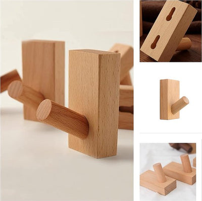 4 stuks - Haken - Houten haken - Wandhanger - Voor het ophangen van hoeden