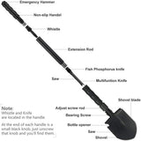 Vouwschep 14 functies, Multifunctionele Vouwschep met 3 lengtecombinaties, Roestvrijstalen schop van hoogwaardig gelegeerd staal, verwijderbare sneeuwschep voor overleving / Tuin / camping
