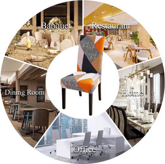Stoelhoezen, set van 4, stretch moderne stoelhoezen voor eetkamerstoelen, stoelhoezen voor schommelstoelen, universeel, wasbaar, afneembare stoelhoes voor eetkamer, hotel, banket, keuken,