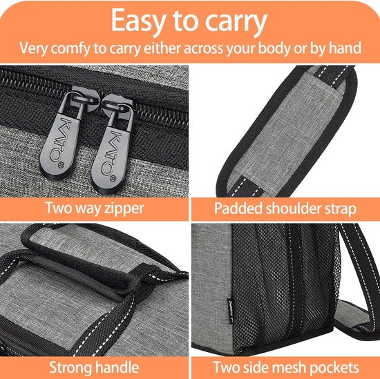 Flessentas voor 6 flessen Koeltas Geïsoleerde wijntas Draagbare wijnkoeltas met riem voor picknickfeest BBQ Camping Wijnproeven Grijs 27 x 16 x 33 cm