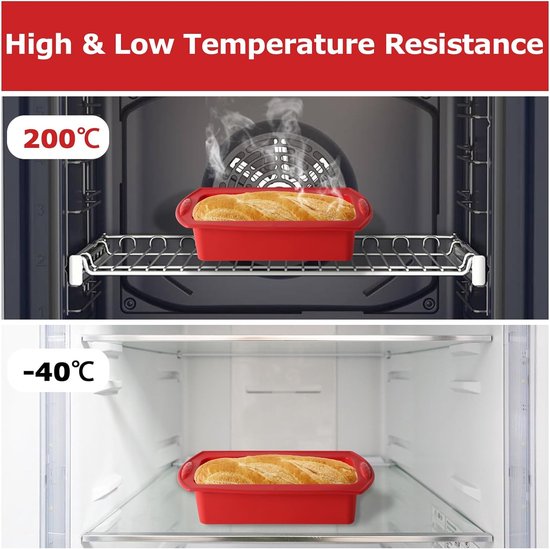 Set van 2 bakvormen voor het bakken van bakvormen, siliconen bakvorm, antiaanbaklaag, bakvorm, rechthoekig, voor zelfgebakken brood, cake, gehaktbrood, brownies, 27,5 x 21,5 x 6,5 cm