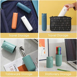 Tandenborsteletui voor kinderen, 2 stuks, reisetui, draagbare tandenborstelopbergetui, geschikt voor thuis, reizen, camping, zakenreis, 20 x 5,5 cm, oranje + groen, diepblauw + lichtblauw